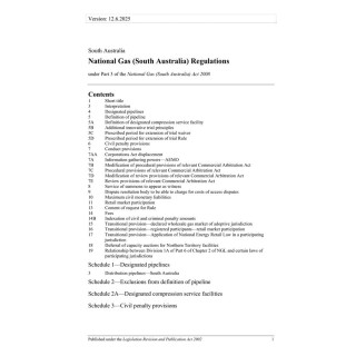 National Gas (South Australia) Regulations