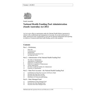 National Health Funding Pool Administration (South Australia) Act 2012