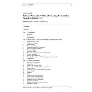 National Parks and Wildlife (Breakaways Conservation Park) Regulations 2013