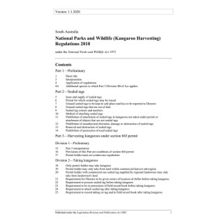 National Parks and Wildlife (Kangaroo Harvesting) Regulations 2018