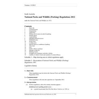 National Parks and Wildlife (Parking) Regulations 2012