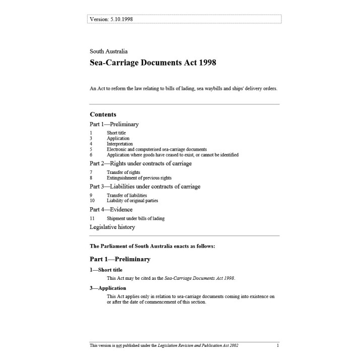 Sea-Carriage Documents Act 1998