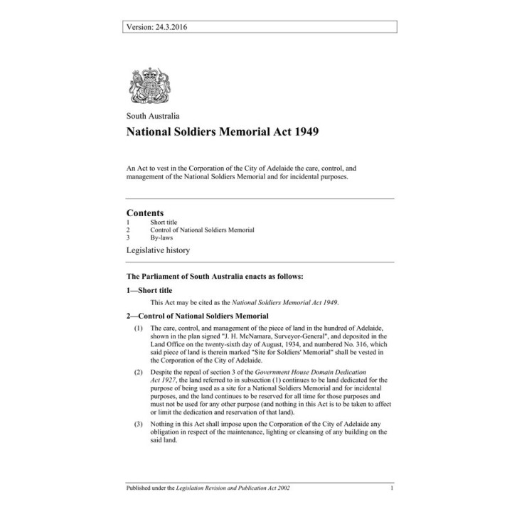 National Soldiers Memorial Act 1949
