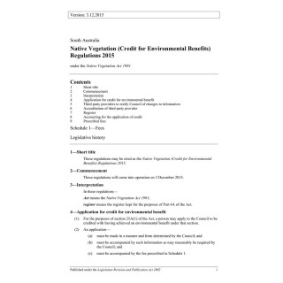 Native Vegetation (Credit for Environmental Benefits) Regulations 2015