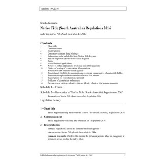 Native Title (South Australia) Regulations 2016