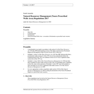 Natural Resources Management (Noora Prescribed Wells Area) Regulations 2017