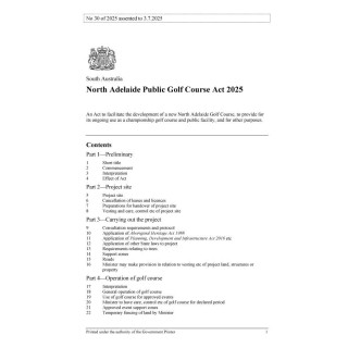 North Adelaide Public Golf Course Act 2025