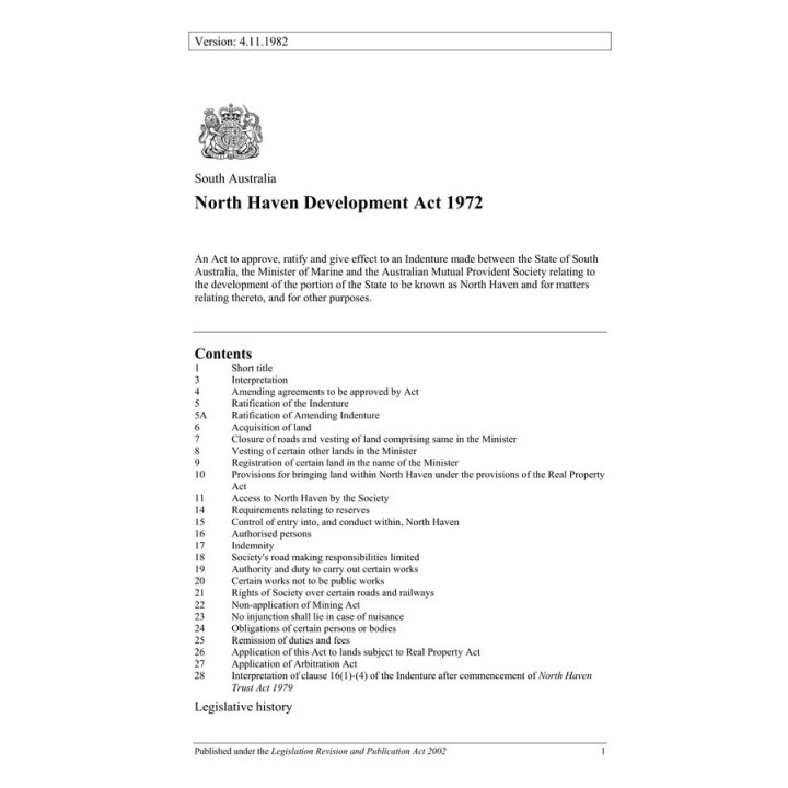 North Haven Development Act 1972