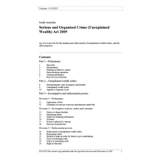Serious and Organised Crime (Unexplained Wealth) Act 2009