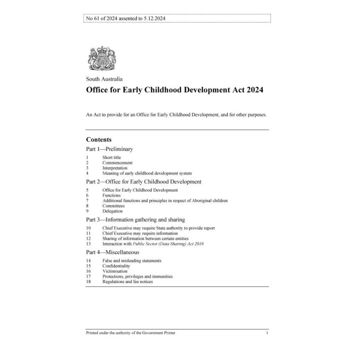 Office for Early Childhood Development Act 2024