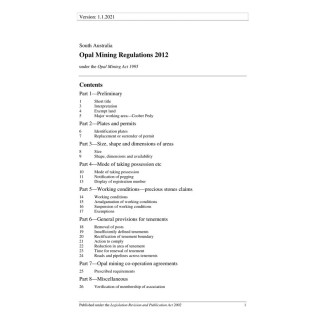 Opal Mining Regulations 2012