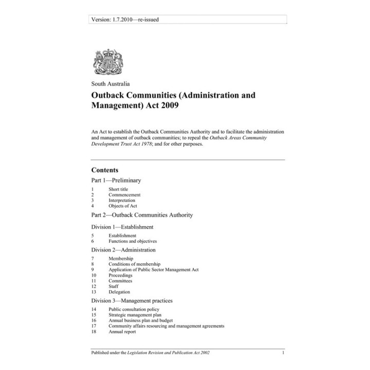 Outback Communities (Administration and Management) Act 2009