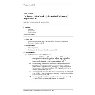 Parliament (Joint Services) (Retention Entitlement) Regulations 2012