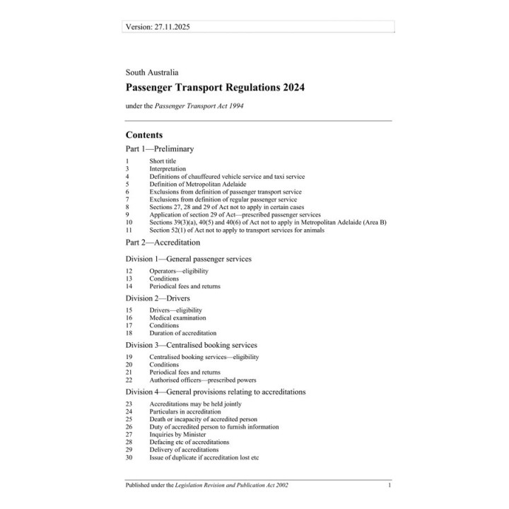Passenger Transport Regulations 2024