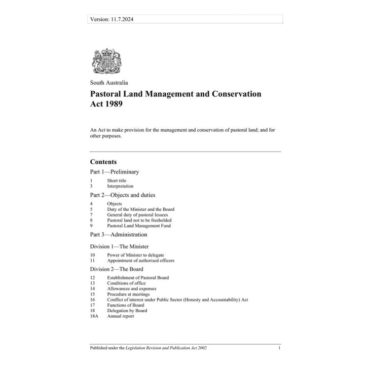 Pastoral Land Management and Conservation Act 1989