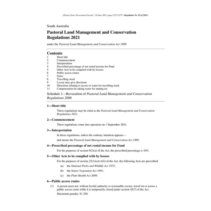 Pastoral Land Management and Conservation Regulations 2021