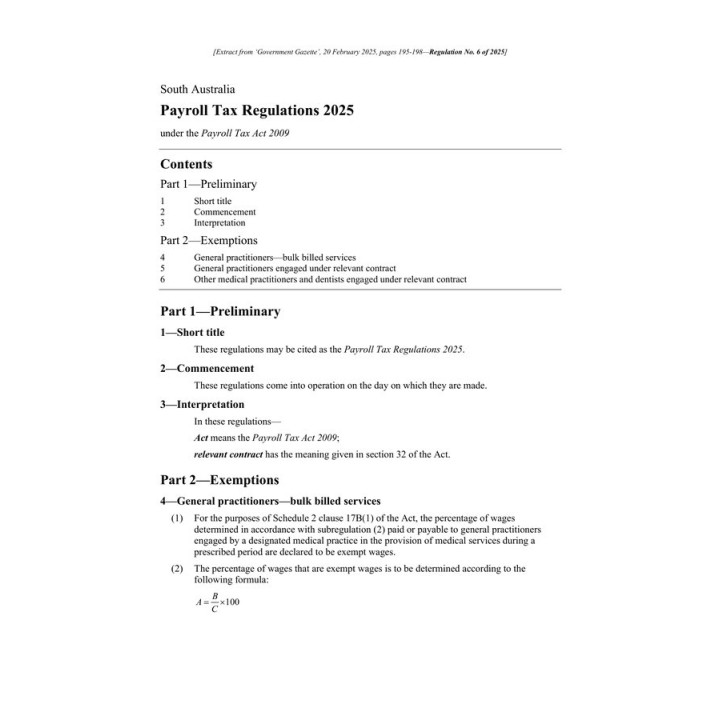 Payroll Tax Regulations 2025