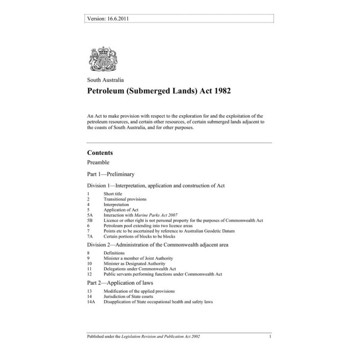 Petroleum (Submerged Lands) Act 1982