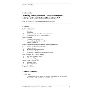 Planning Development and Infrastructure (Fees Charges and Contributions) Regulations 2019