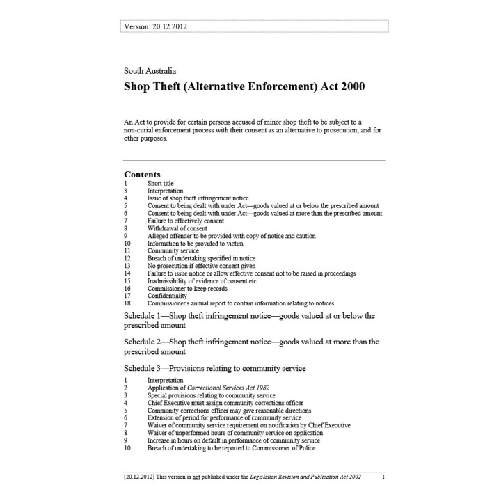 Shop Theft (Alternative Enforcement) Act 2000