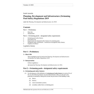Planning, Development and Infrastructure (Swimming Pool Safety) Regulations 2019