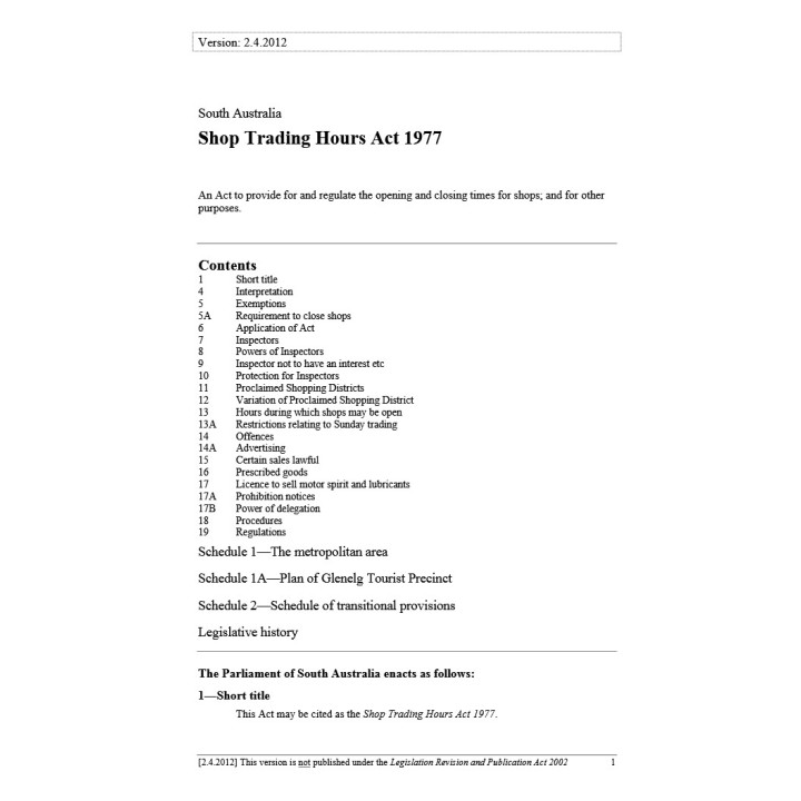 Shop Trading Hours Act 1977