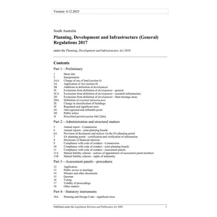 Planning, Development and Infrastructure (General) Regulations 2017
