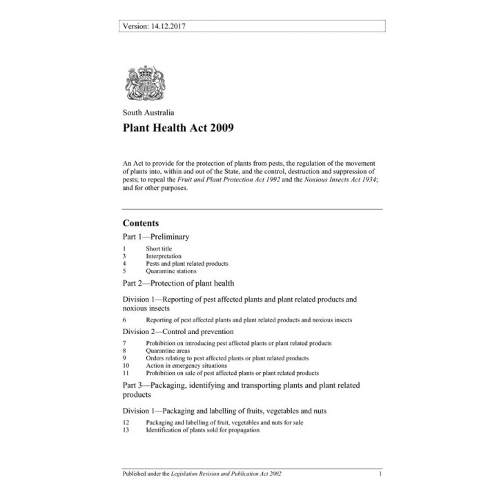 Plant Health Act 2009