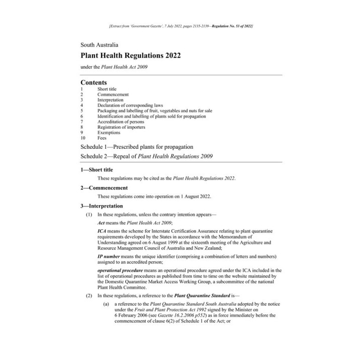 Plant Health Regulations 2022