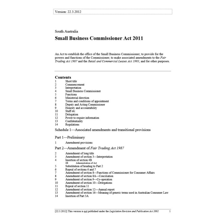 Small Business Commission Act 2011