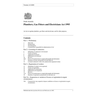 Plumbers, Gas Fitters and Electricians Act 1995