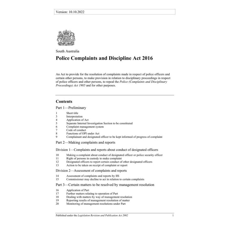 Police Complaints and Discipline Act 2016