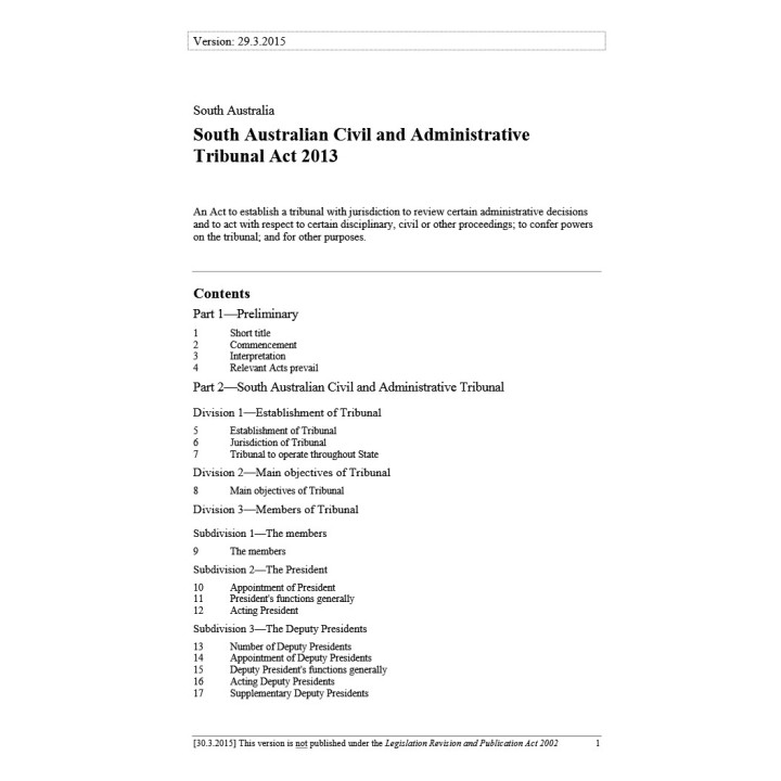 South Australian Civil and Administrative Tribunal Act 2013
