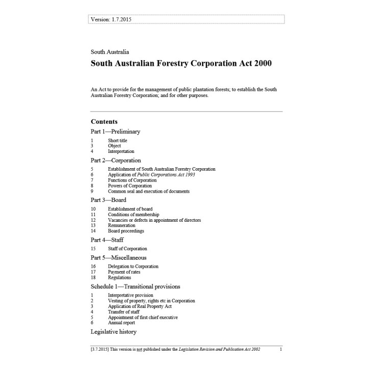 South Australian Forestry Corporation Act 2000