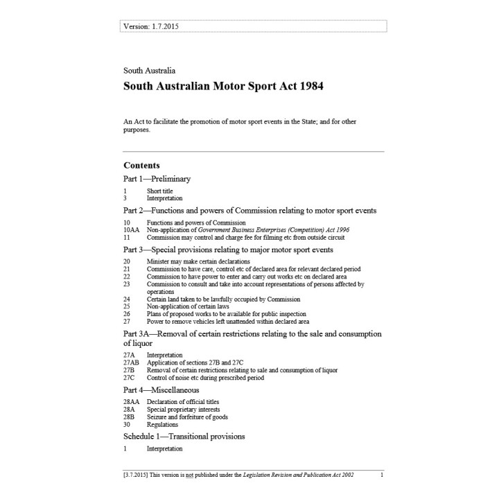 South Australian Motor Sport Act 1984