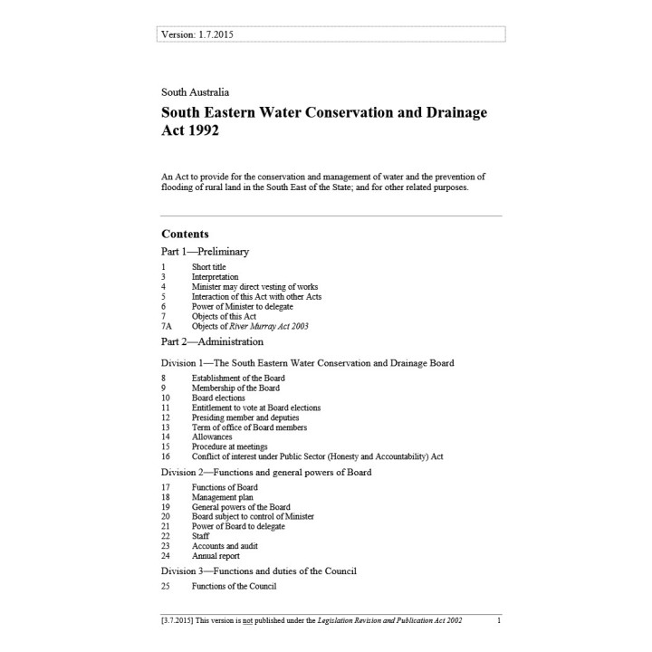 South Eastern Water Conservation and Drainage Act 1992
