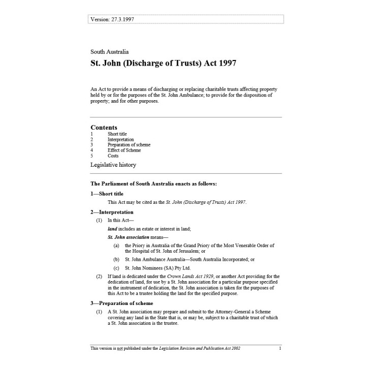 St. John (Discharge of Trusts) Act 1997