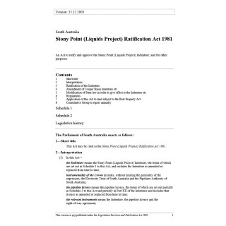Stony Point (Liquids Project) Ratification Act 1981