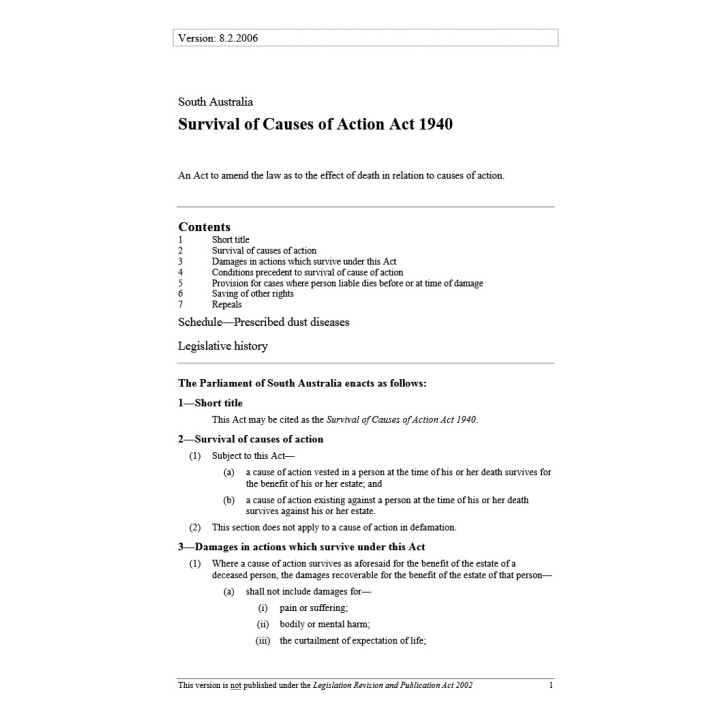 Survival of Causes of Action Act 1940