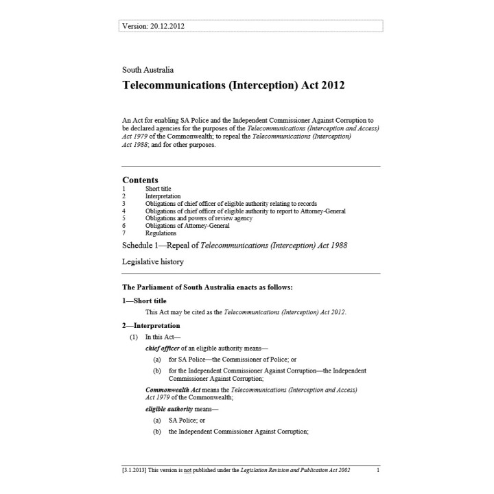 Telecommunications (Interception) Act 2012