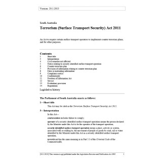 Terrorism (Surface Transport Security) Act 2011