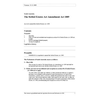 The Settled Estates Act Amendment Act 1889