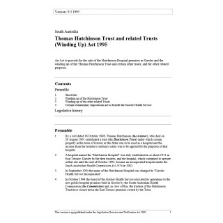 Thomas Hutchinson Trust and related Trusts (Winding Up) Act 1995