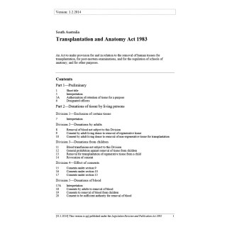 Transplantation and Anatomy Act 1983