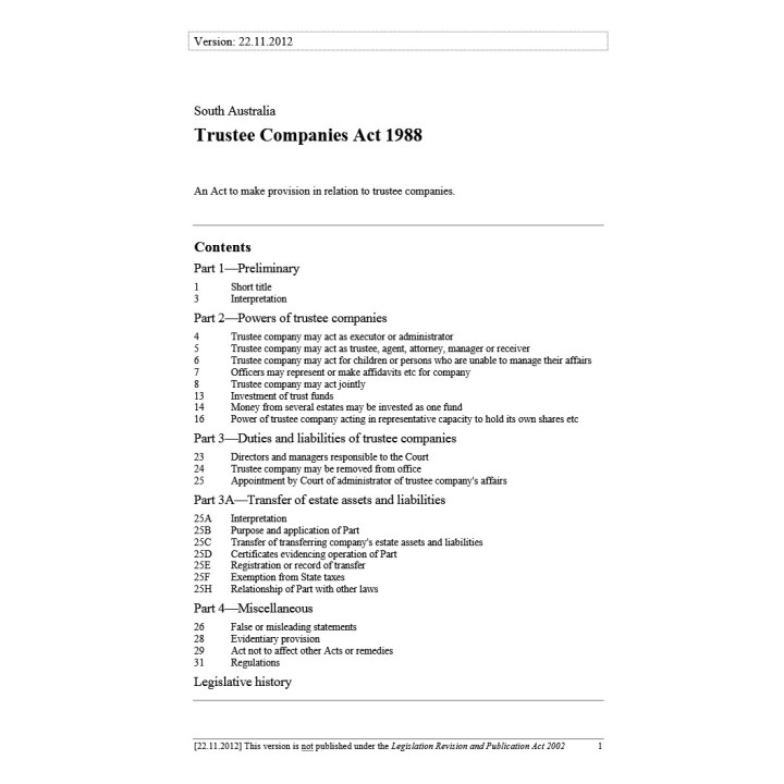 Trustee Companies Act 1988