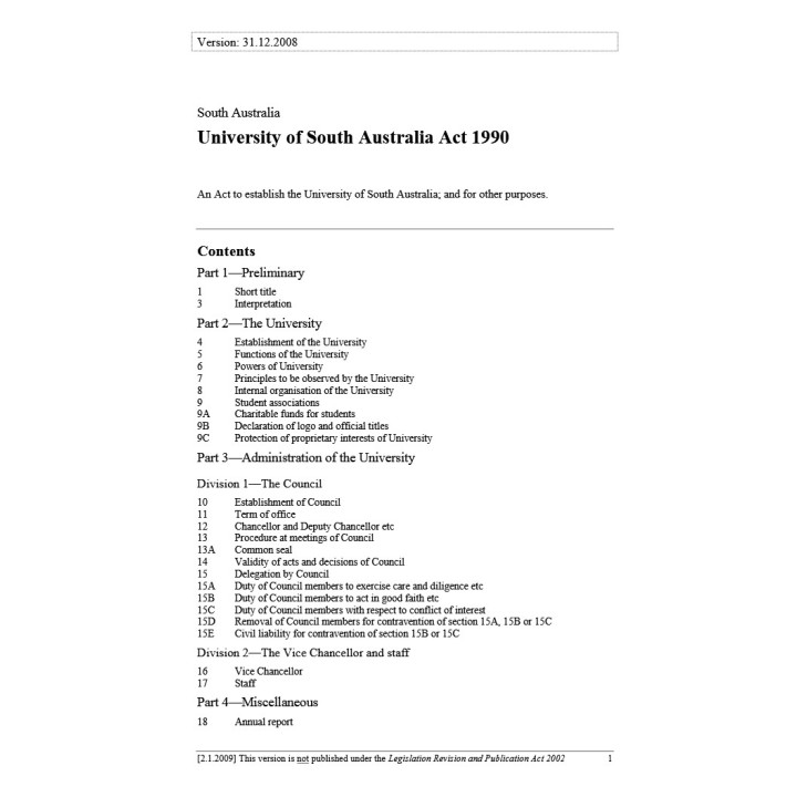 University of South Australia Act 1990
