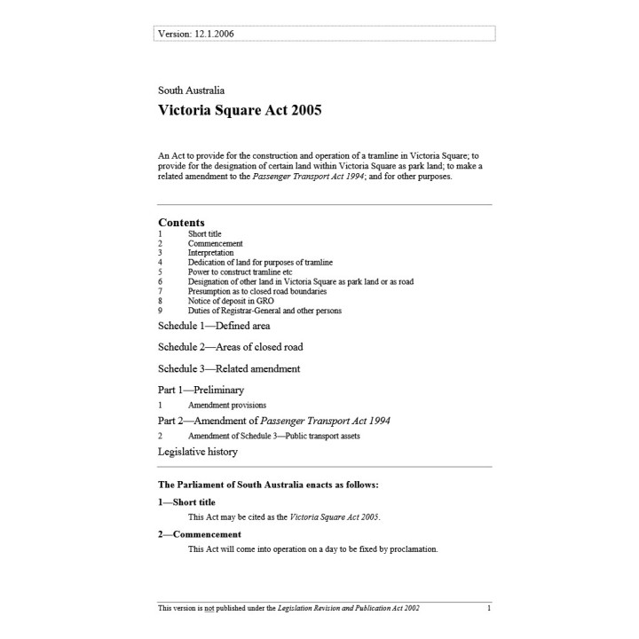 Victoria Square Act 2005