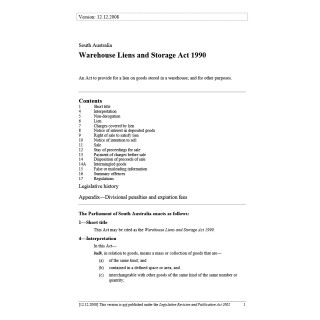 Warehouse Liens and Storage Act 1990