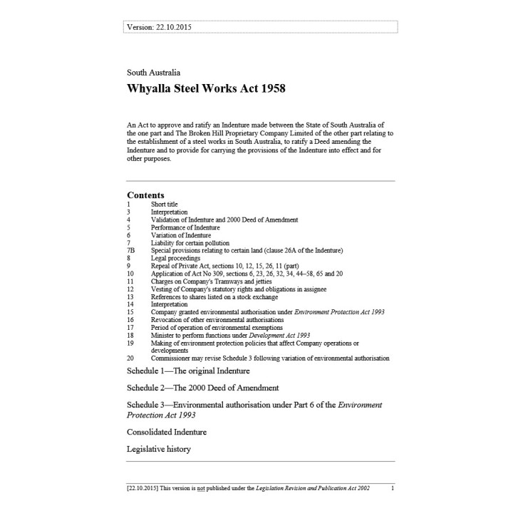 Whyalla Steel Works Act 1958