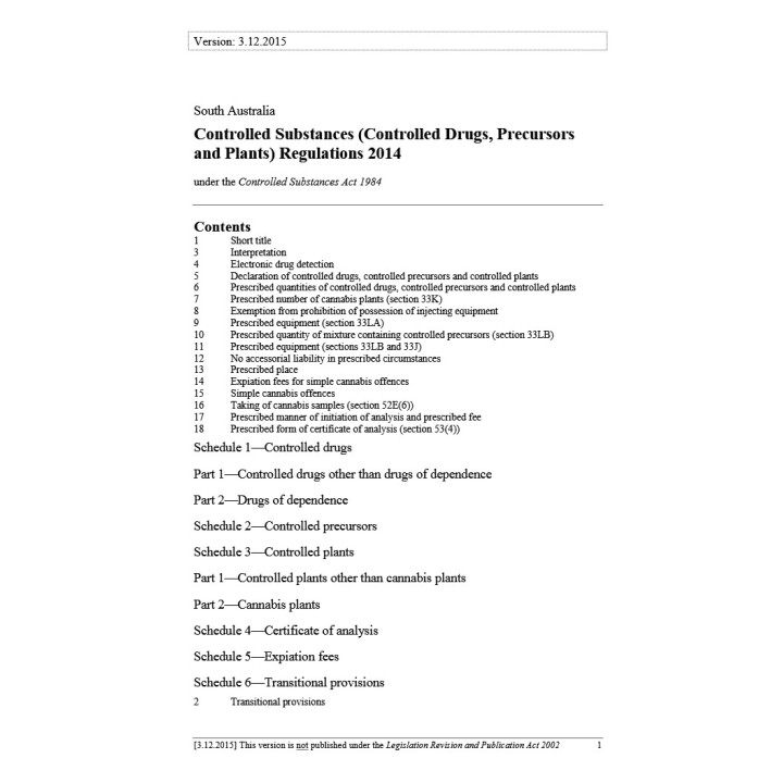 Controlled Substances (Controlled Drugs Precursors and Plants) Regulations 2014